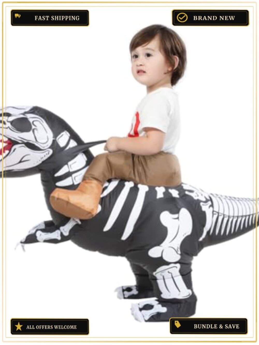 Inflatable Dinosaur Costume Ride On Cosplay Kids Toddler Fan Operated